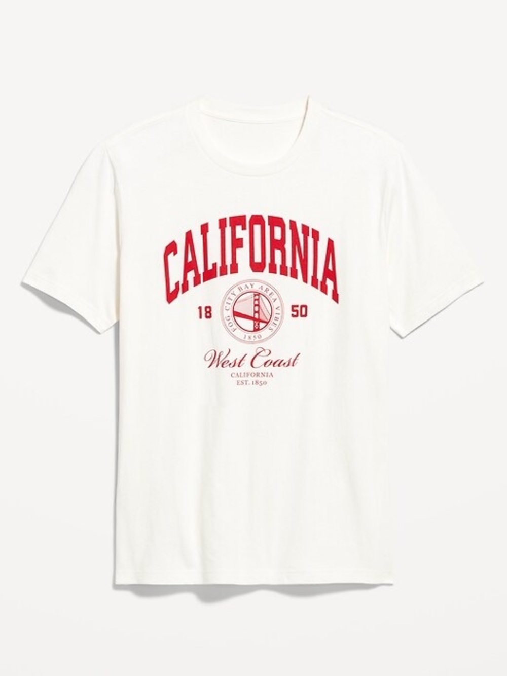 Old Navy California West Coast Graphic Tee - Cream/Red, Oversized Cotton, XL NWT